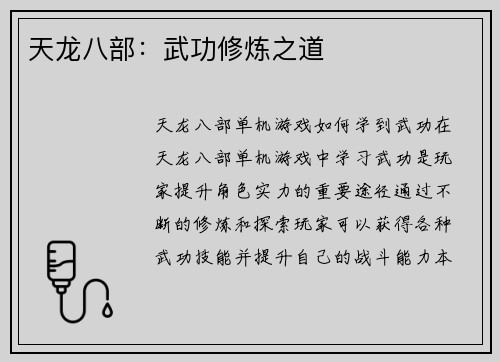 天龙八部：武功修炼之道